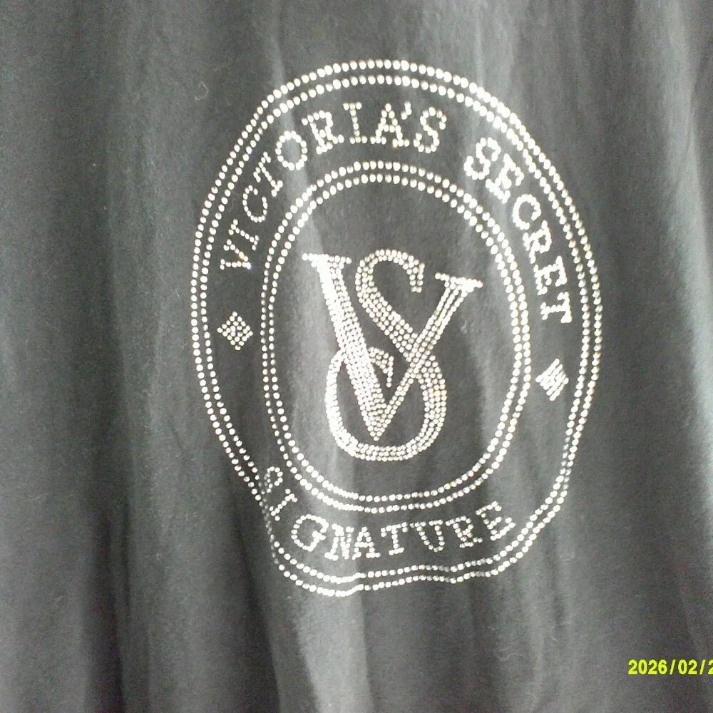 VICTORIA SECRET | Rhinestone Graphic Cotton PJ Set | BLACK | LARGE